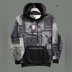 *new* Crooks & Castles Paisley Bandana Men's Hoodie
